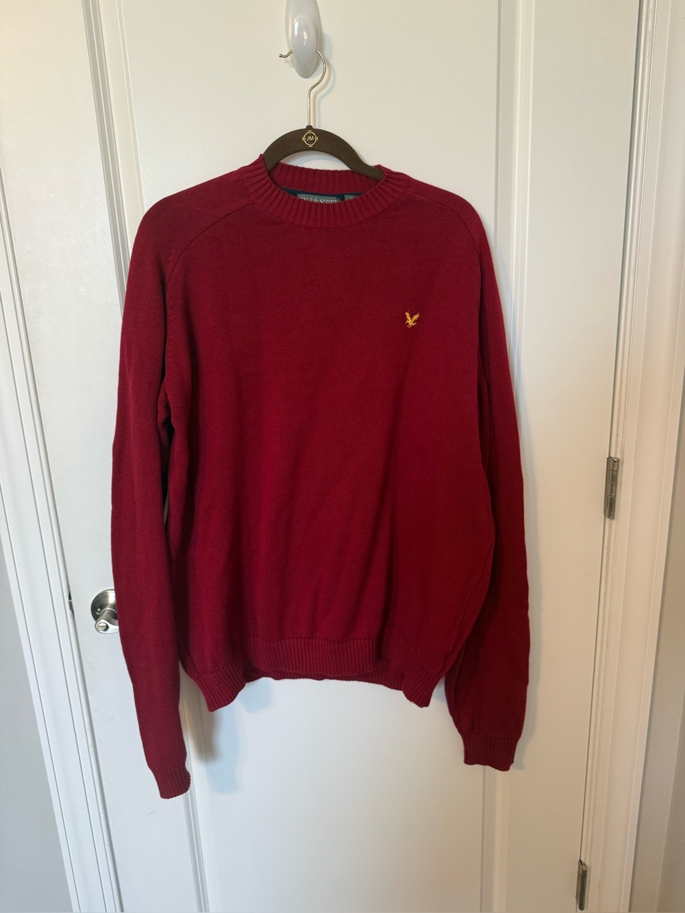 Lyle & Scott Scotland 100% Combed Cotton Crewneck Sweater XL Burgundy